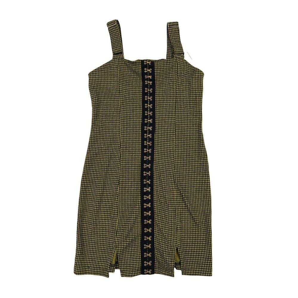 Honey Punch - Katy Hook & Eye Check Mini Dress in Yellow & Black